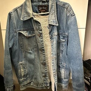 Dark Blue Denim Jacket Heavy Duty Lined with Faux Fur